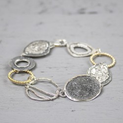 JEH ARMBAND EVERGREEN ZILVER OXY WIT GOLDFILLED - 199675 JEH ARMBAND EVERGREEN ZILVER OXY WIT GOLDFILLED - 199675