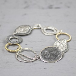 JEH ARMBAND EVERGREEN ZILVER OXY WIT GOLDFILLED - 199675