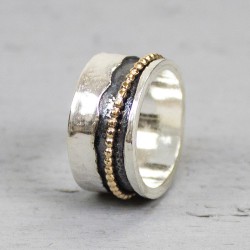 JEH RING ZILVER EN GOLDFILLED SPORTIEF - 188972 JEH RING ZILVER EN GOLDFILLED SPORTIEF - 188972