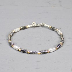 JEH ZILVEREN ARMBAND ZILVER WIT EN OXY + GOLDFILLED - 226596