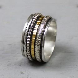 JEH ZILVEREN RING OXI-WIT + GOLDFILLED - 206716 JEH ZILVEREN RING OXI-WIT + GOLDFILLED - 206716