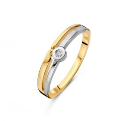BERNSTEIN BICOLOR GOUDEN RING MET BRILJANT - 225880