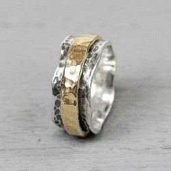 JEH ZILVEREN RING MET GOLDFILLED ARTISTIEK - 225943 JEH ZILVEREN RING MET GOLDFILLED ARTISTIEK - 225943