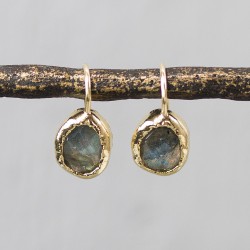 JÉH OORHANGER ZILVER VERGULD MET LABRADORIET - 210821