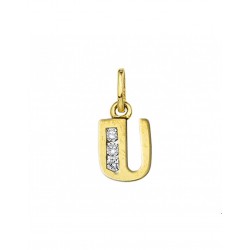 GOUDEN ALFABET MET CUBIC ZIRKONIA - LETTER U - 215574 GOUDEN ALFABET MET CUBIC ZIRKONIA - LETTER U - 215574