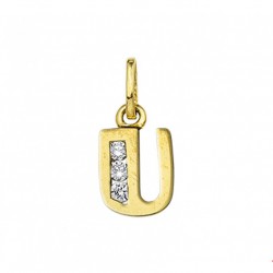 GOUDEN ALFABET MET CUBIC ZIRKONIA - LETTER U - 215574 GOUDEN ALFABET MET CUBIC ZIRKONIA - LETTER U - 215574