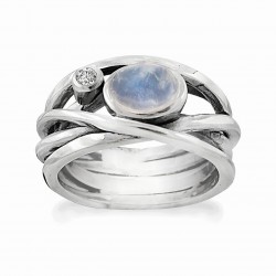 RABINOVICH ZILVEREN RING MET MAANSTEEN & ZIRKONIA - CURLY - 75203021 - 217373 RABINOVICH ZILVEREN RING MET MAANSTEEN & ZIRKONIA - CURLY - 75203021 - 217373