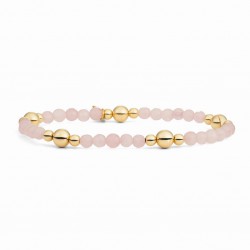 SPARKLING JEWELS ARMBAND ROSE QUARTZ BOLD MIX - GOLD - 230374