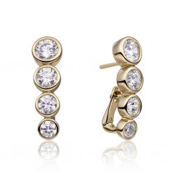 SPARKLING JEWELS EARRING TUBE PUSH BACK GOLD - CZ - 231724