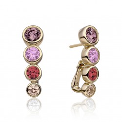 SPARKLING JEWELS OORBELLEN TUBE PUSH BACK GOLD - MULTI CZ - 232022