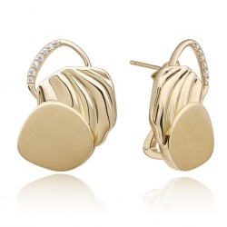 SPARKLING JEWELS OORBELLEN UNEVEN PUSH BACK GOLD-CZ - 232020