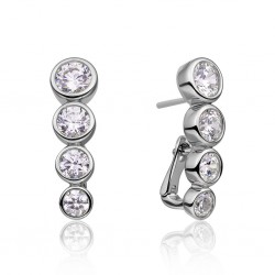 SPARKLING JEWELS EARRINGS - TUBE PUSH BACK - SILVER - CZ - 232751