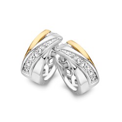 EXCELLENT CREOLEN ZILVER MET GOUD ZIRKONIA - 217838