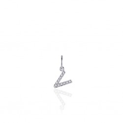 ZILVEREN ALFABET HANGER MET CUBIC ZIRKONIA - V - 215294 ZILVEREN ALFABET HANGER MET CUBIC ZIRKONIA - V - 215294