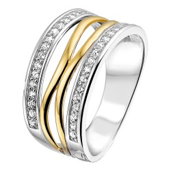 EXCELLENT ZILVER EN GOUD  RING MET ZIRKONIA - 223698