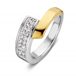 EXCELLENT RING MET ZILVER EN GOUD ZIRKONIA - 229724