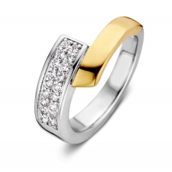 EXCELLENT RING MET ZILVER EN GOUD ZIRKONIA - 229724