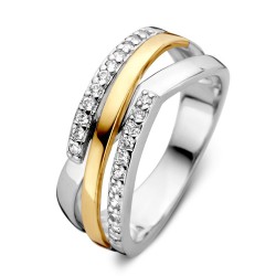 EXCELLENT RING ZILVER MET GOUD EN ZIRKONIA - 217858 EXCELLENT RING ZILVER MET GOUD EN ZIRKONIA - 217858