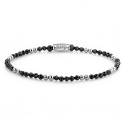 REBEL & ROSE ARMBAND BLACK & SILVER GLAM ROCKS - 3MM -S - 231286 REBEL & ROSE ARMBAND BLACK & SILVER GLAM ROCKS - 3MM -S - 231286