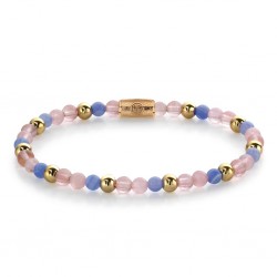 REBEL & ROSE ARMBAND - PINK SUMMER VIBES (18K PLATED) - 4MM - S - 221642 REBEL & ROSE ARMBAND - PINK SUMMER VIBES (18K PLATED) - 4MM - S - 221642