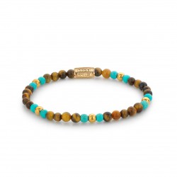 REBEL & ROSE ARMBAND - MIX TIGER TURQUOISE (18K PLATED) - 4MM - - 221637 REBEL & ROSE ARMBAND - MIX TIGER TURQUOISE (18K PLATED) - 4MM - - 221637