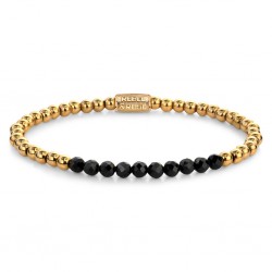 REBEL & ROSE ARMBAND - BLACK GLAMROCKS MEET YELLOW GOLD - 4MM -S - 228607 REBEL & ROSE ARMBAND - BLACK GLAMROCKS MEET YELLOW GOLD - 4MM -S - 228607