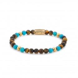 REBEL & ROSE ARMBAND - MIX TIGER TURQUIOSE (18K PLATED) - 6MM - - 226995 REBEL & ROSE ARMBAND - MIX TIGER TURQUIOSE (18K PLATED) - 6MM - - 226995