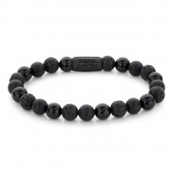 REBEL & ROSE ARMBAND - BLACK ROCKS - ALL BLACK - 8MM - L - 221699
