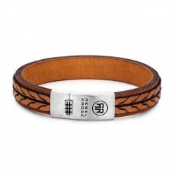 REBEL 7 ROSE ARMBAND LEER 2STRANDED 925 COGNAC M - 227975 REBEL 7 ROSE ARMBAND LEER 2STRANDED 925 COGNAC M - 227975