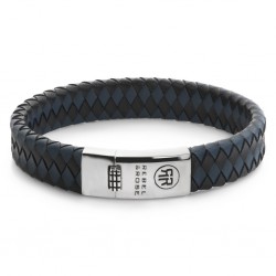REBEL & ROSE ARMBAND LEER - BRAIDED FLAT 925 BLACK&BLUE - 232147