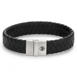 REBEL & ROSE ARMBAND - FULL METAL PLAID BLACK LEATHER 15MM - L - 226096 REBEL & ROSE ARMBAND - FULL METAL PLAID BLACK LEATHER 15MM - L - 226096