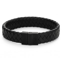 REBEL & ROSE ARMBAND - FULL METAL PLAID BLACK LEATHER 15MM-M - 226749 REBEL & ROSE ARMBAND - FULL METAL PLAID BLACK LEATHER 15MM-M - 226749