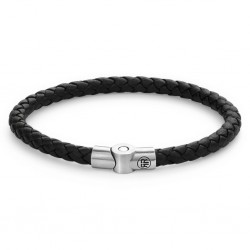 REBEL & ROSE ARMBAND - LEER - FULL METAL SINGLE ROUND BLACK - M - 228376