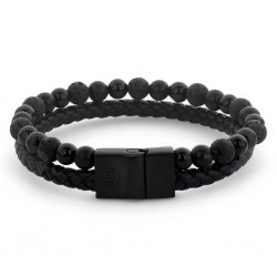 REBEL & ROSE ARMBAND - FULL METAL COMBO - BLACK ROCKS - 12 MM -L - 230079