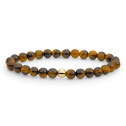 SPARKLING JEWELS BRACELET TIGER EYE SATURN LARGE GOLD 6MM - 228749