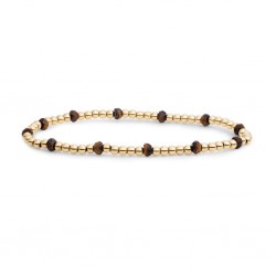 SPARKLING JEWELS ARMBAND - TIGER EYE REVERSE ROUNDEL - GOLD - 232160