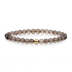 SPARKLING JEWELS ARMBAND SMOKEY QUARTZ SATURN LARGE - GOLD - 6MM - 232080