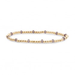 SPARKLING JEWELS ARMBAND SMOKEY QUARTZ REVERSE ROUNDEL - GOLD - 232081