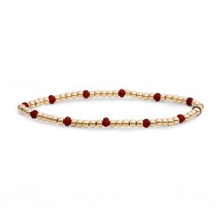 SPARKLING JEWELS ARMBAND RUBY QUARTZ RVERSE ROUNDEL - GOLD - 232084