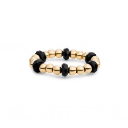 SPARKLING JWELS RING - FACET ROUNDEL ONYX - GOLD - 232752