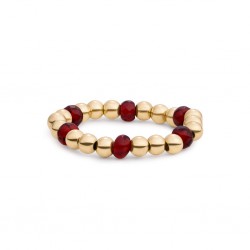 SPARKLING JEWELS RING - FACET ROUNDEL RUBY QUARTZ - GOLD - 232753